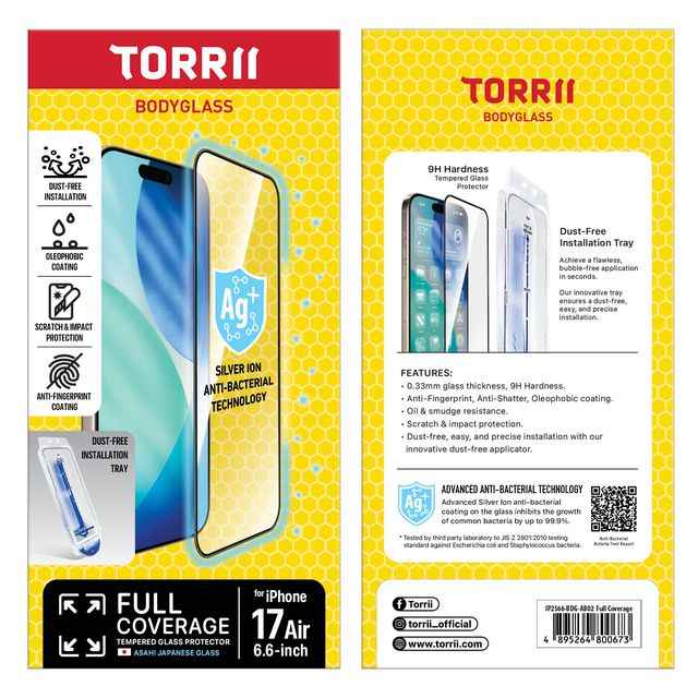 Torrii iPhone 17 Air Bodyglass Screen Protector - Full Coverage Torrii iPhone 17 Air Bodyglass Screen Protector - Full Coverage